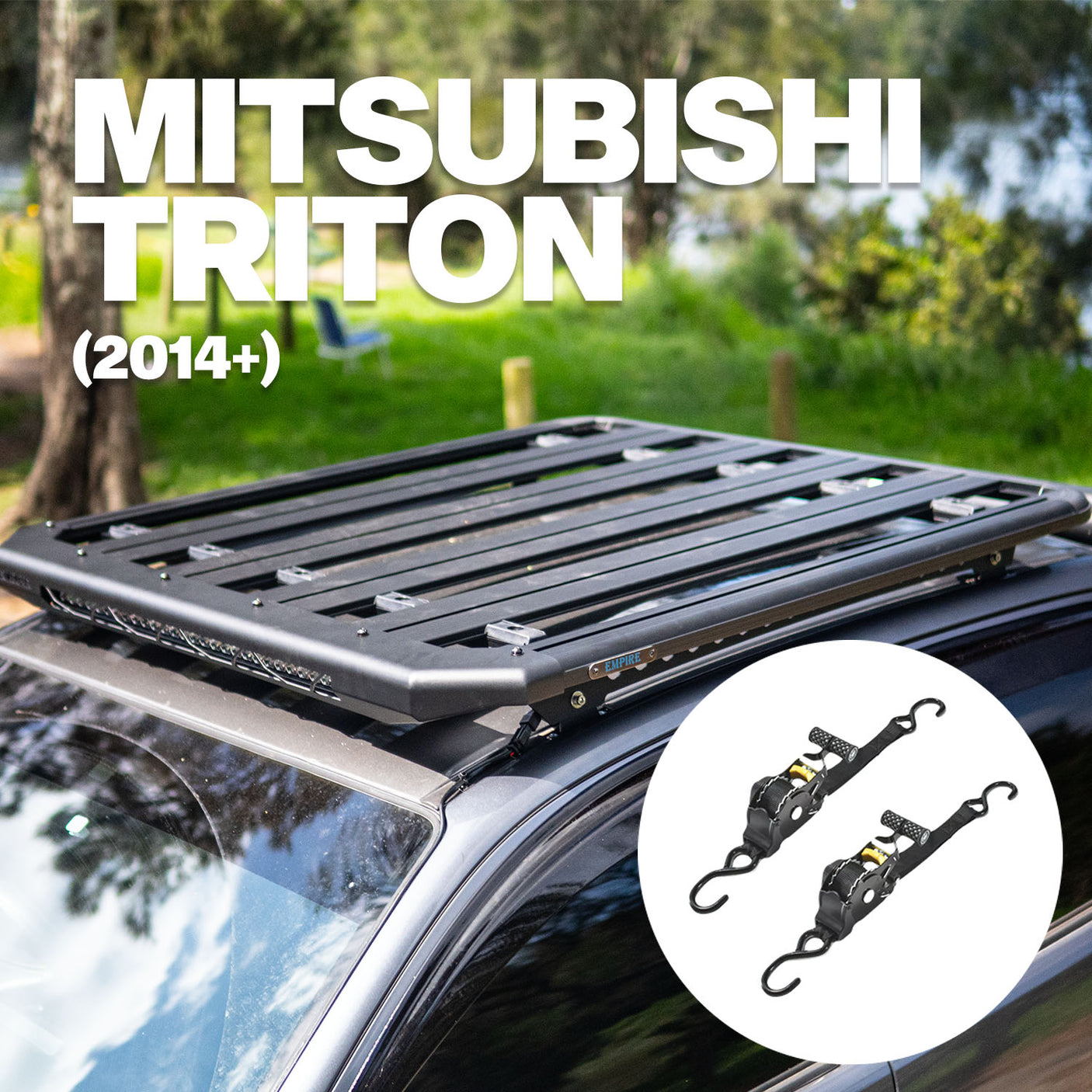 Roof Rack Platform EMP 1400x1250mm Aluminium In Built 28” LED Light Bar Suit Mitsubishi Triton 2014+