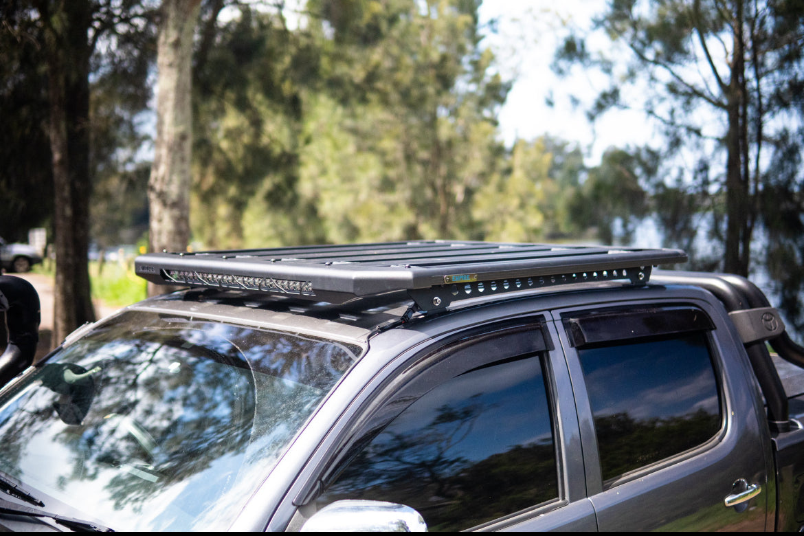 Roof Rack Platform EMP 1400x1250mm Aluminium In Built 28” LED Light Bar suit N70 Hilux 2005-2015