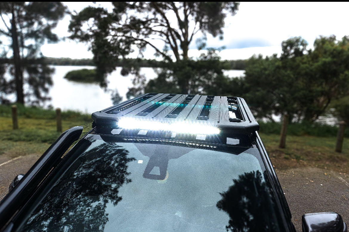 Roof Rack Platform EMP 1400x1250mm Aluminium In Built 28” LED Light Bar Suit Ford Ranger 2012-2021