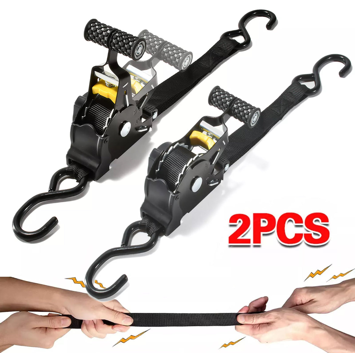 Retractable Ratchet Straps (Pair) 3m 25mm 680kg